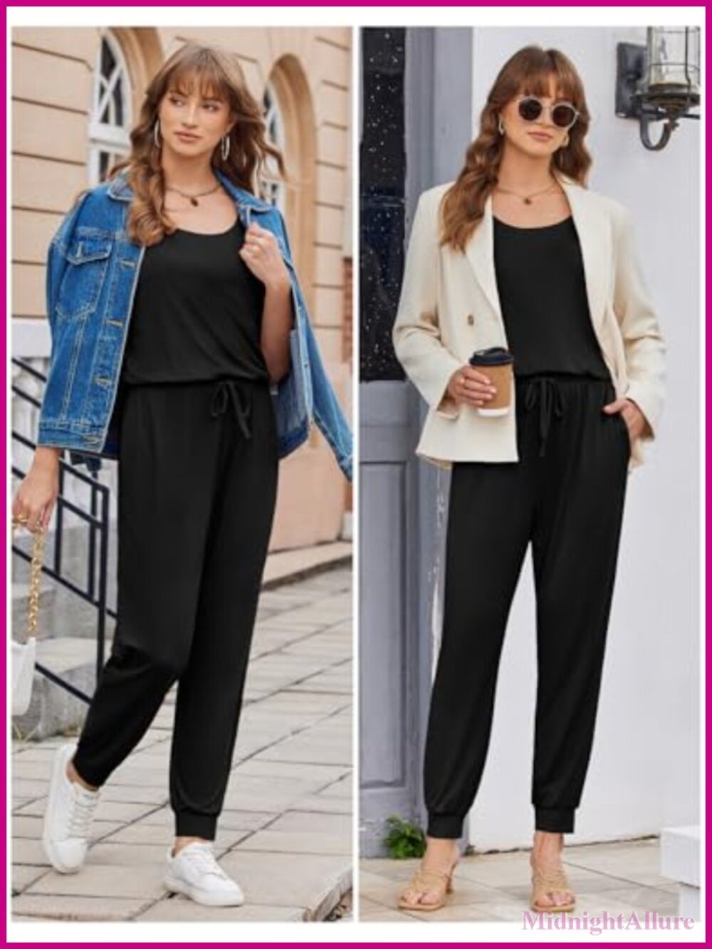 Sleeveless Scoop Neck Jumpsuit for Women Casual Stretchy Long Pants Romper - Picture 5 of 6
